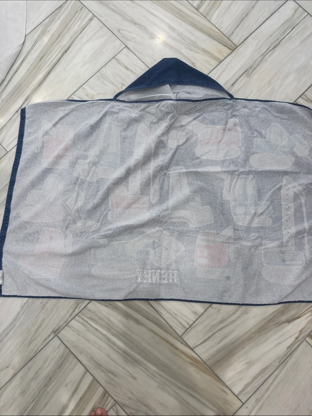 Pottery Barn Kids Blue Construction Vehicle Hooded towel - personalized Henry